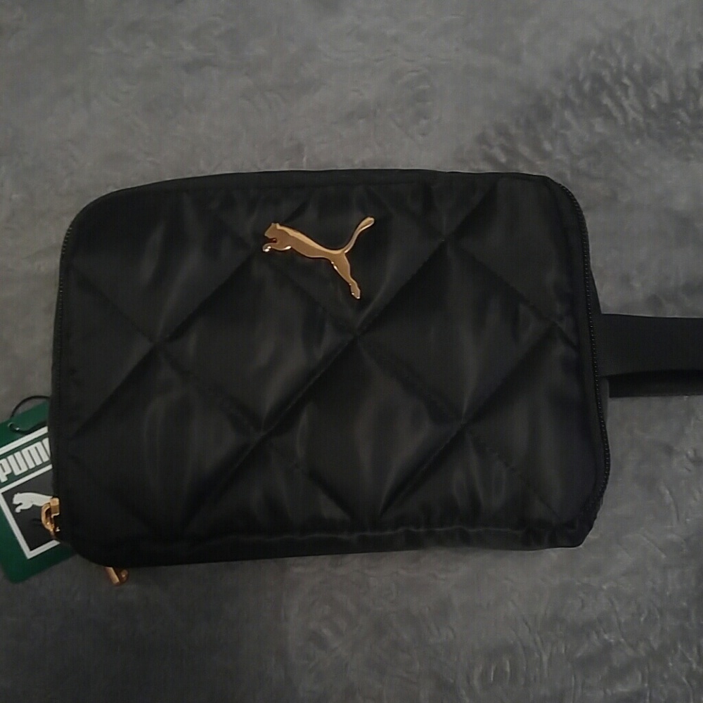 Puma Toiletry Cosmetic Bag Rose Gold Black NWT